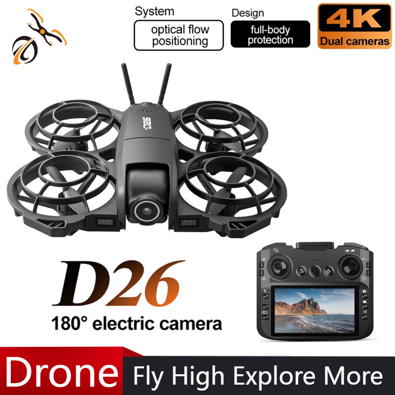 Drone D26 4K Aerial HD 180 °   - Drone Gimbal Brushless ulasan dan harga
